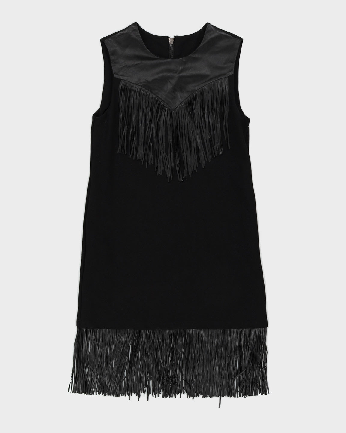 Y2K Black Fringed Midi Dress - S