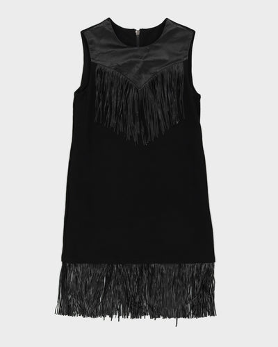Y2K Black Fringed Midi Dress - S