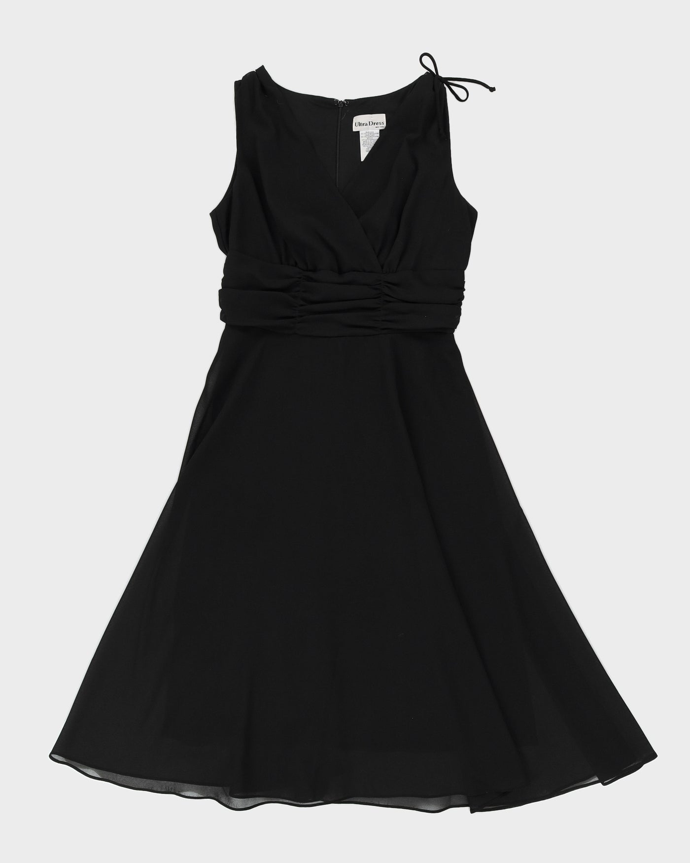 Black Crepe Midi Dress - L