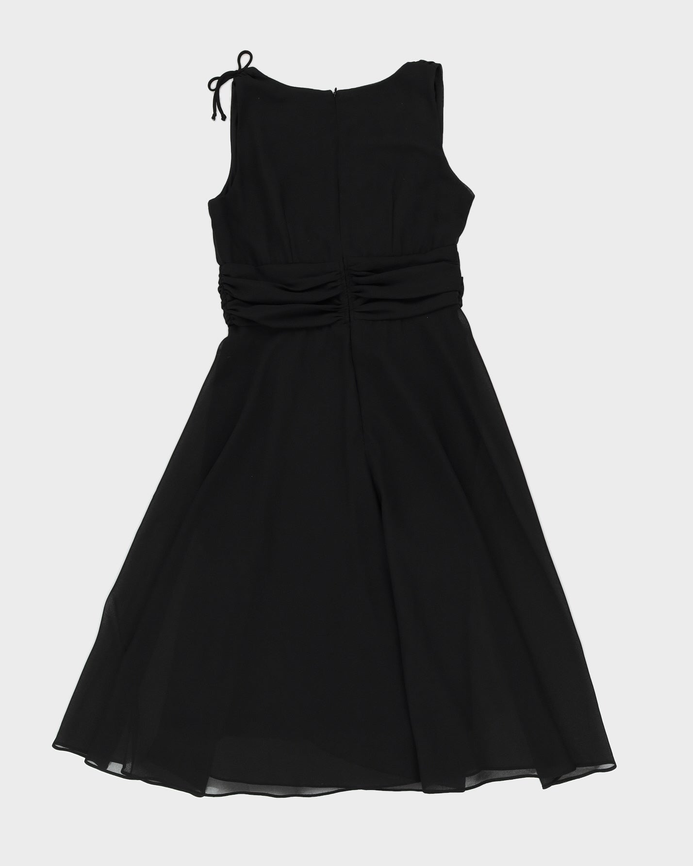 Black Crepe Midi Dress - L