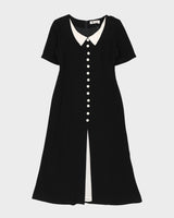 Black With Contrasting Cream Collar Dress - S