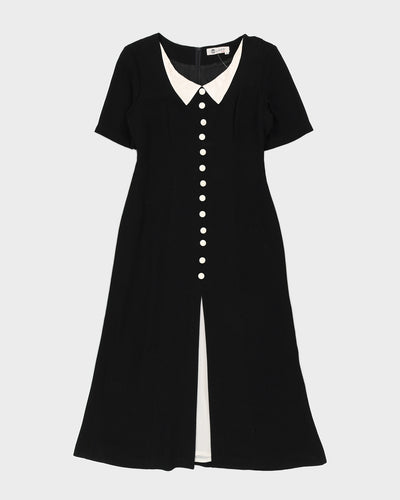 Black With Contrasting Cream Collar Dress - S