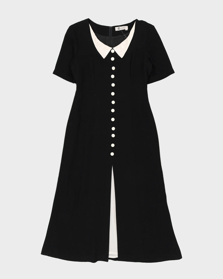 Black With Contrasting Cream Collar Dress - S