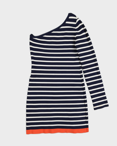 BCBG Max Azria Striped Cold Shoulder Dress - S