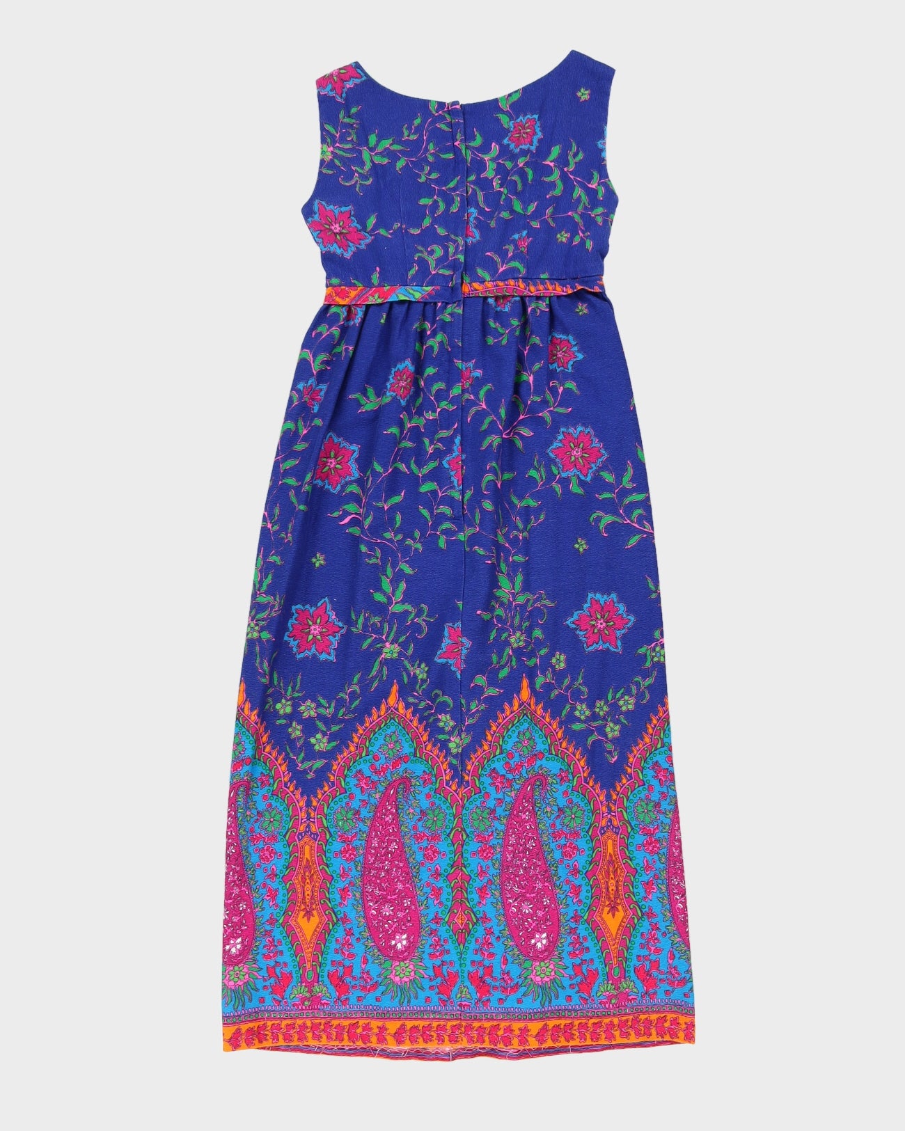 Vintage 1970s Blue Patterned Dress - S