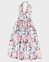 Blue Floral Halter Neck Swing Dress - S