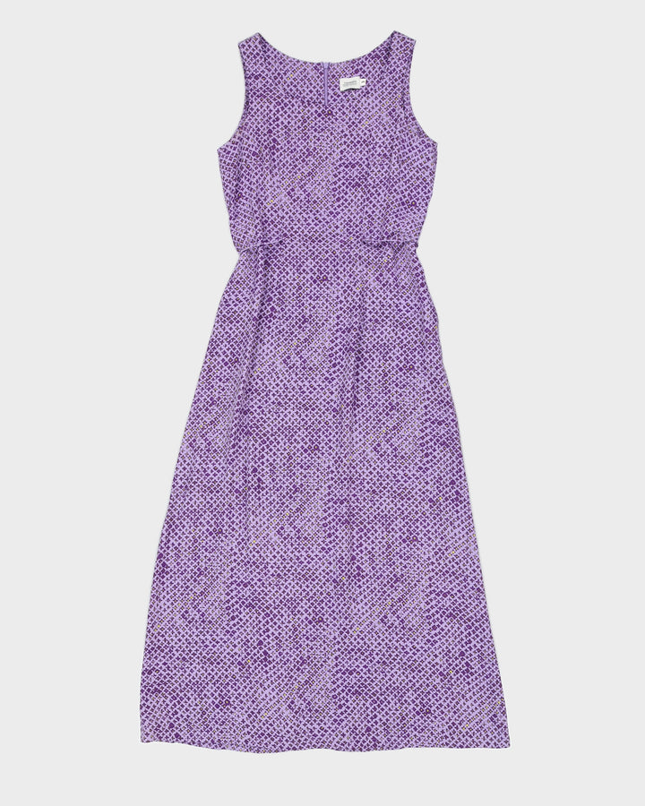 Purple Patterned Midi Dress - S