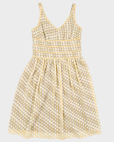 Polka Dot Beige Sleeveless Dress - S