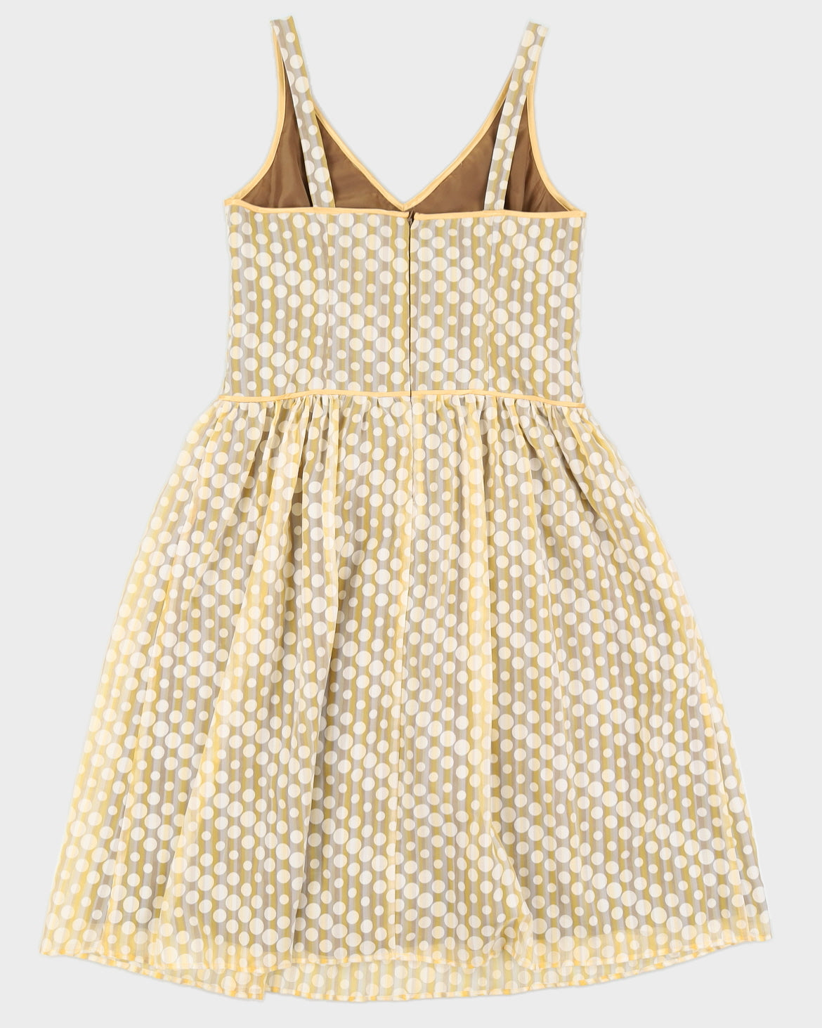 Polka Dot Beige Sleeveless Dress - S