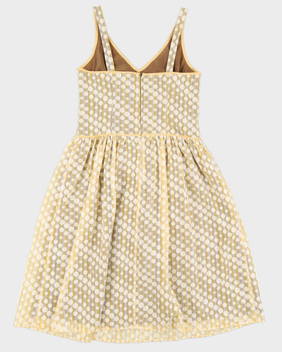 Polka Dot Beige Sleeveless Dress - S