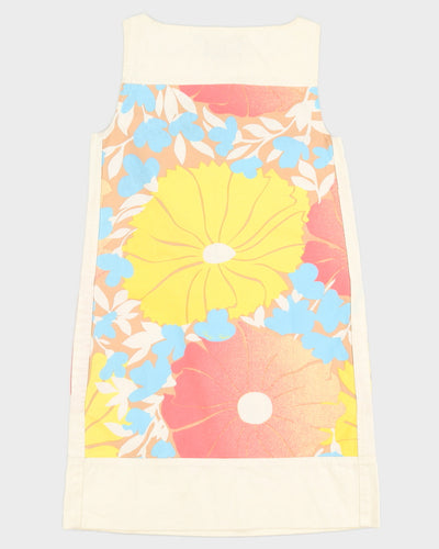Cream Hawaiian Patterned Shift Dress - XS / S