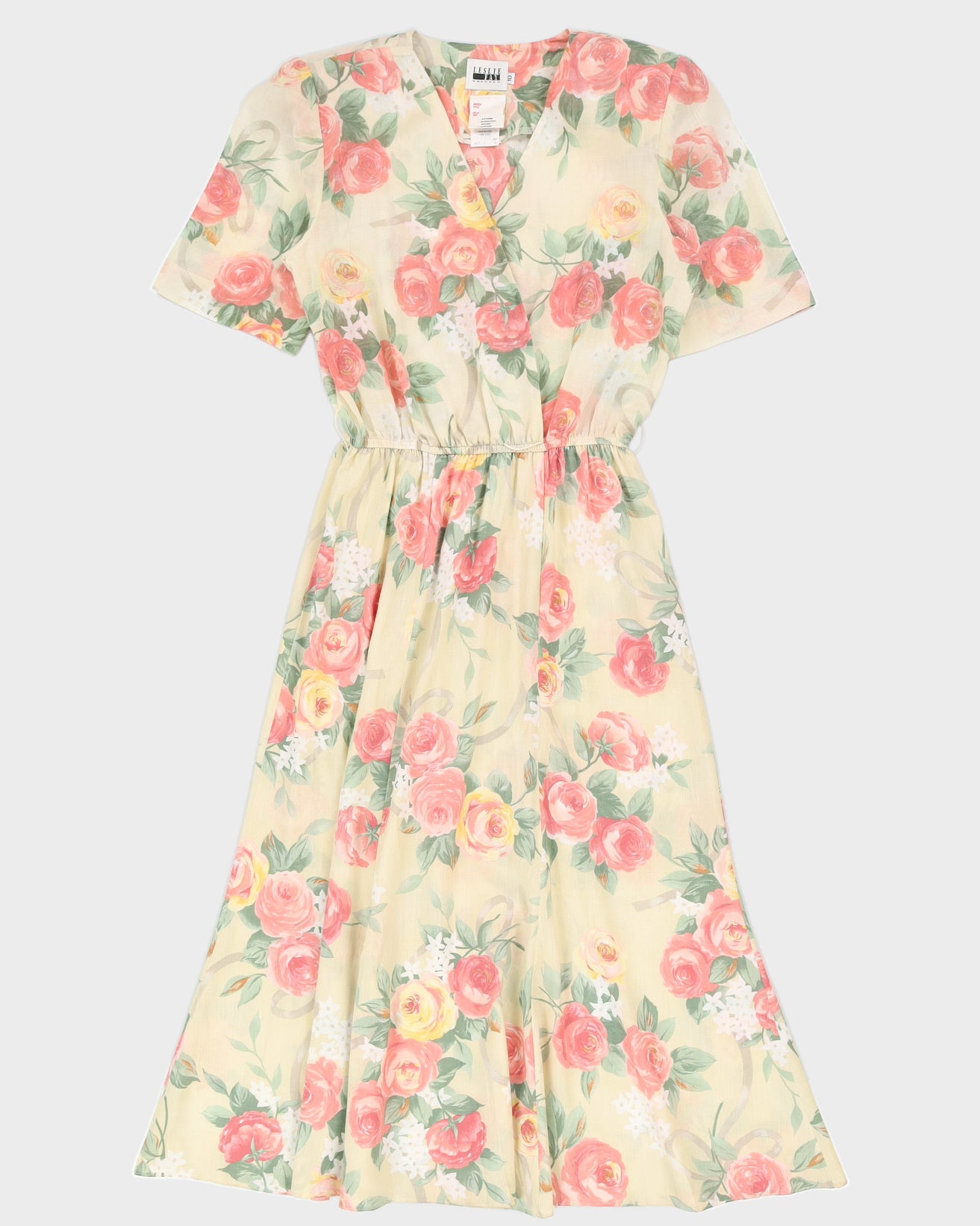 Leslie Fay Pink Floral Tea Dress - M