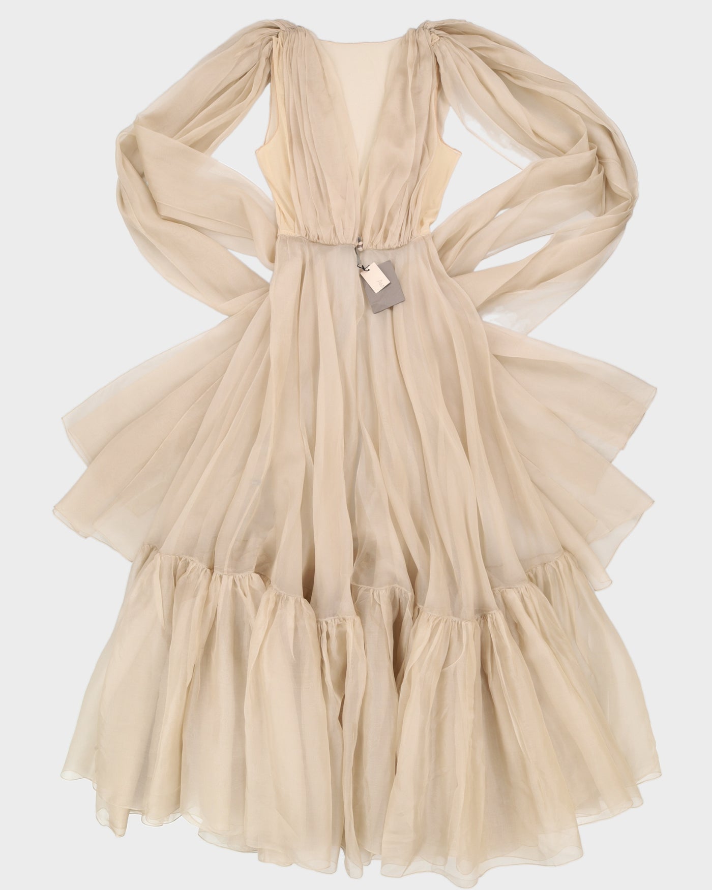 Amoralle Beige Silk Robe Dress - M