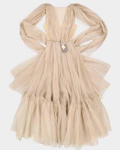 Amoralle Beige Silk Robe Dress - M