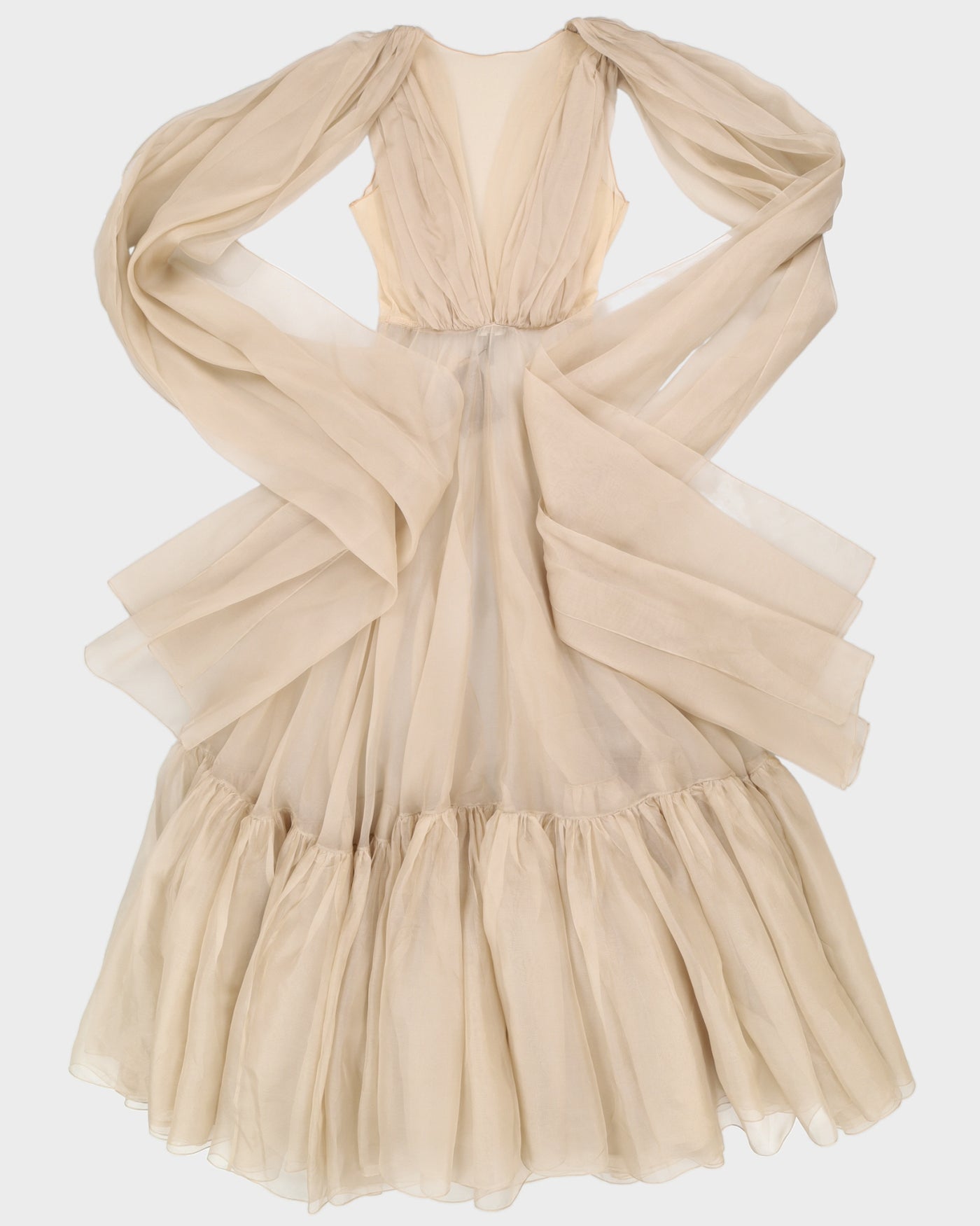 Amoralle Beige Silk Robe Dress - M