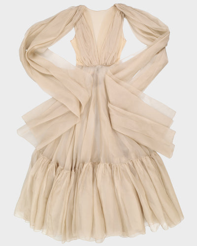 Amoralle Beige Silk Robe Dress - M