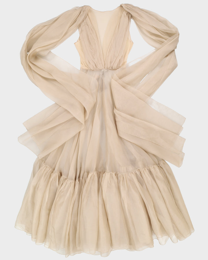 Amoralle Beige Silk Robe Dress - M