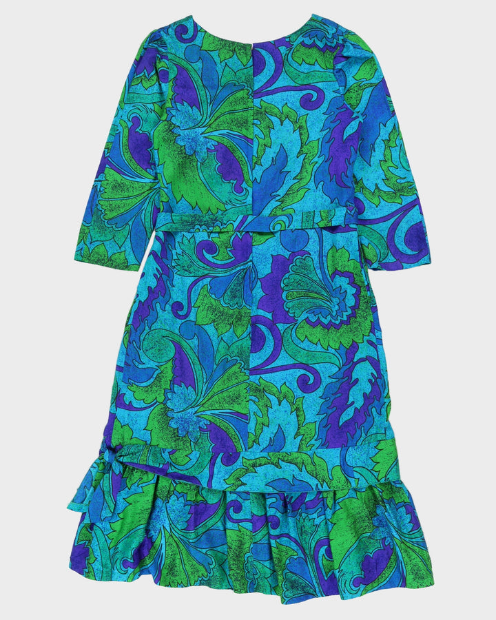 Vintage 1970s Blue Hawaiian Dress - M