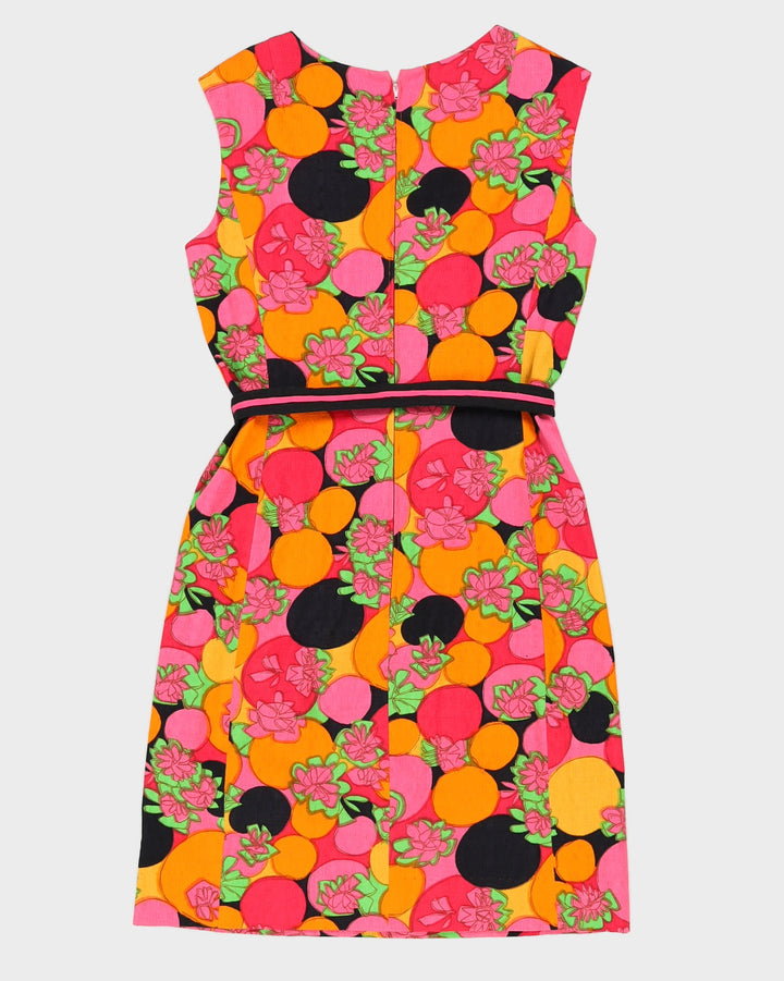 Vintage 1970s Orange Patterned Dress - S