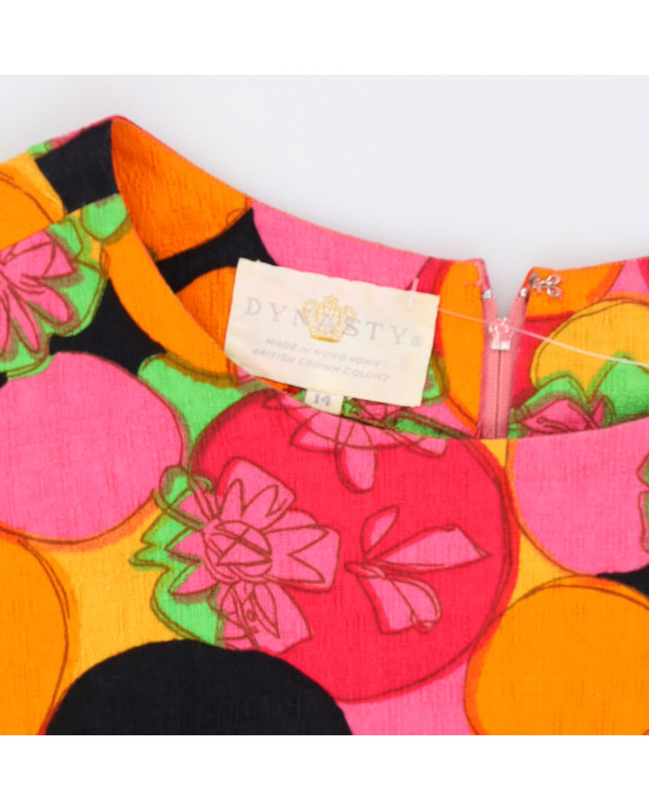 Vintage 1970s Orange Patterned Dress - S