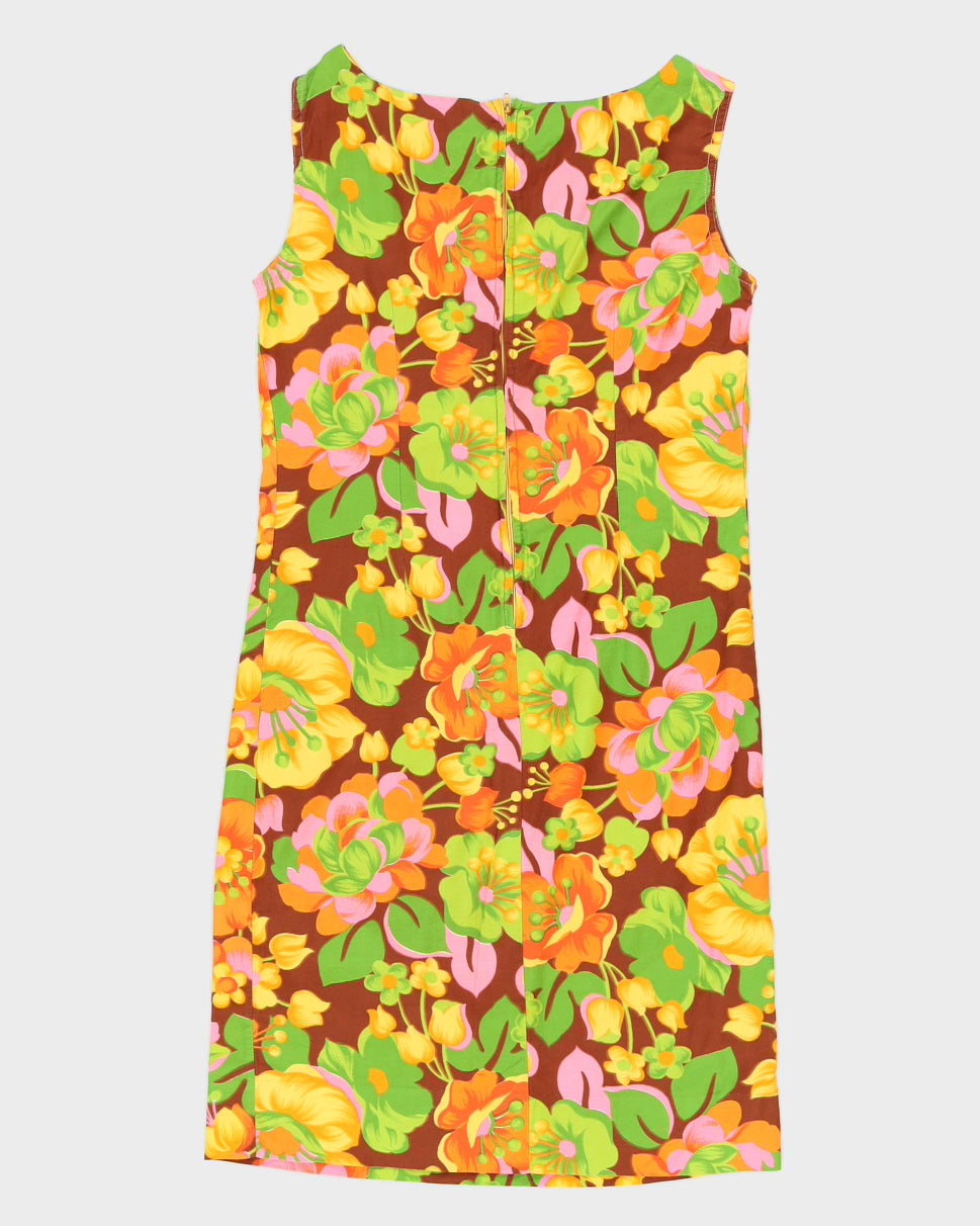 Vintage 1970s Floral Patterned Shift Dress - S