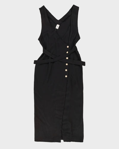 Black Sleeveless Wrap Dress - S