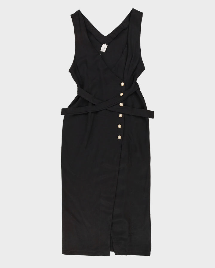 Black Sleeveless Wrap Dress - S