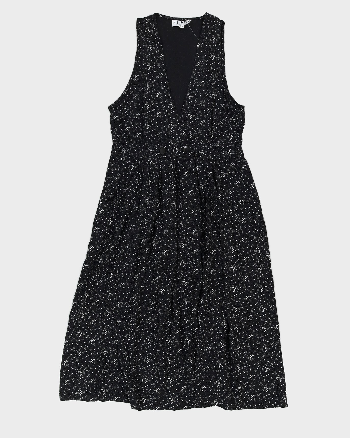 Black Patterned Sleeveless Dress - M