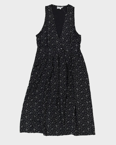 Black Patterned Sleeveless Dress - M
