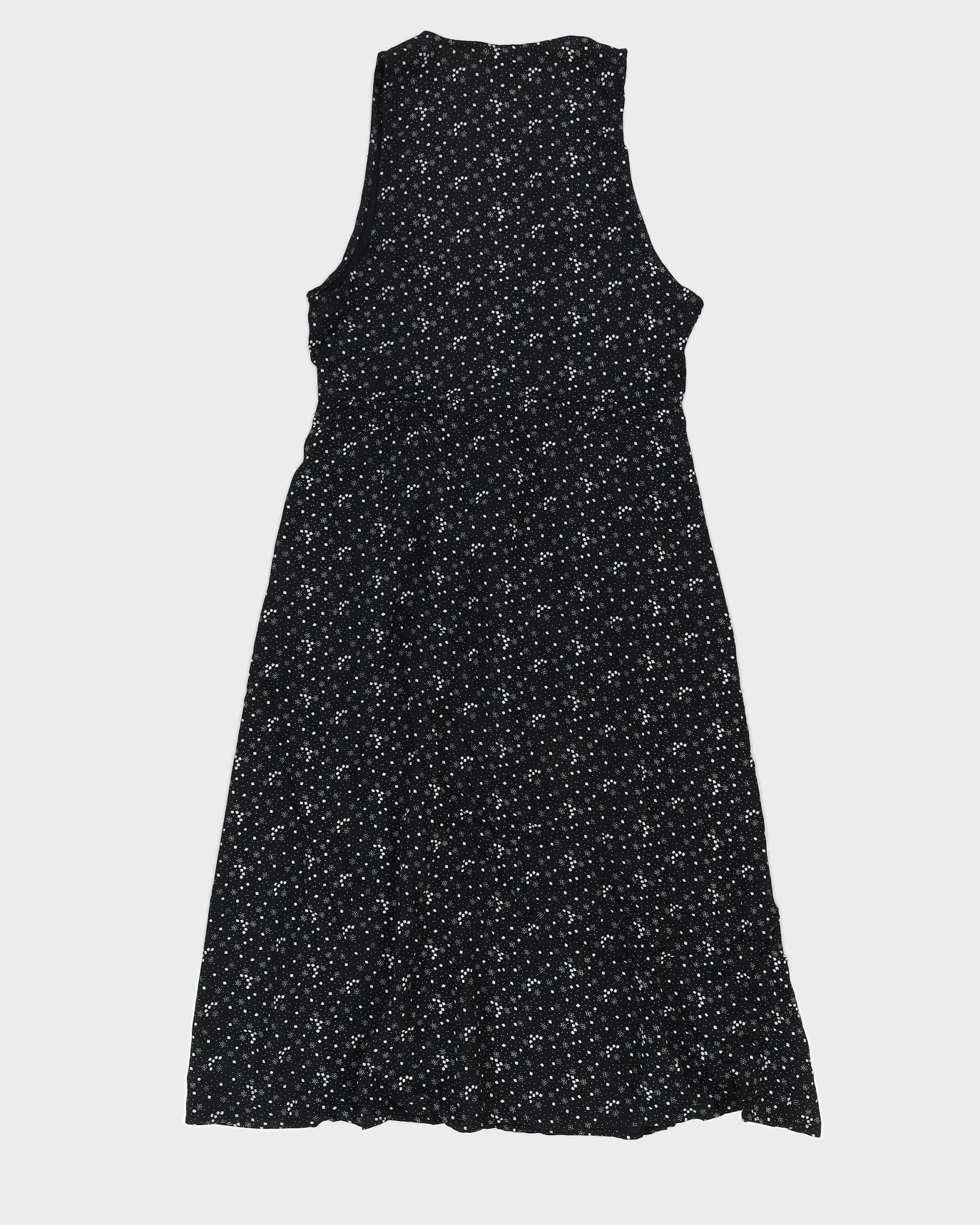 Black Patterned Sleeveless Dress - M