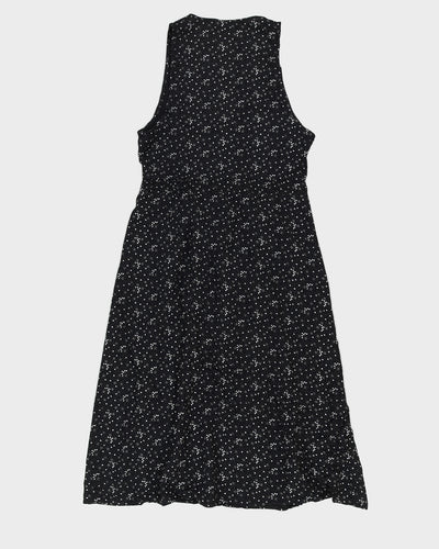Black Patterned Sleeveless Dress - M