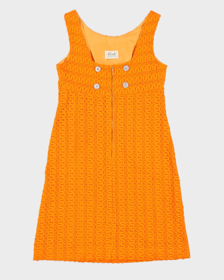Vintage 1960s Orange Sleeveless Dress - S