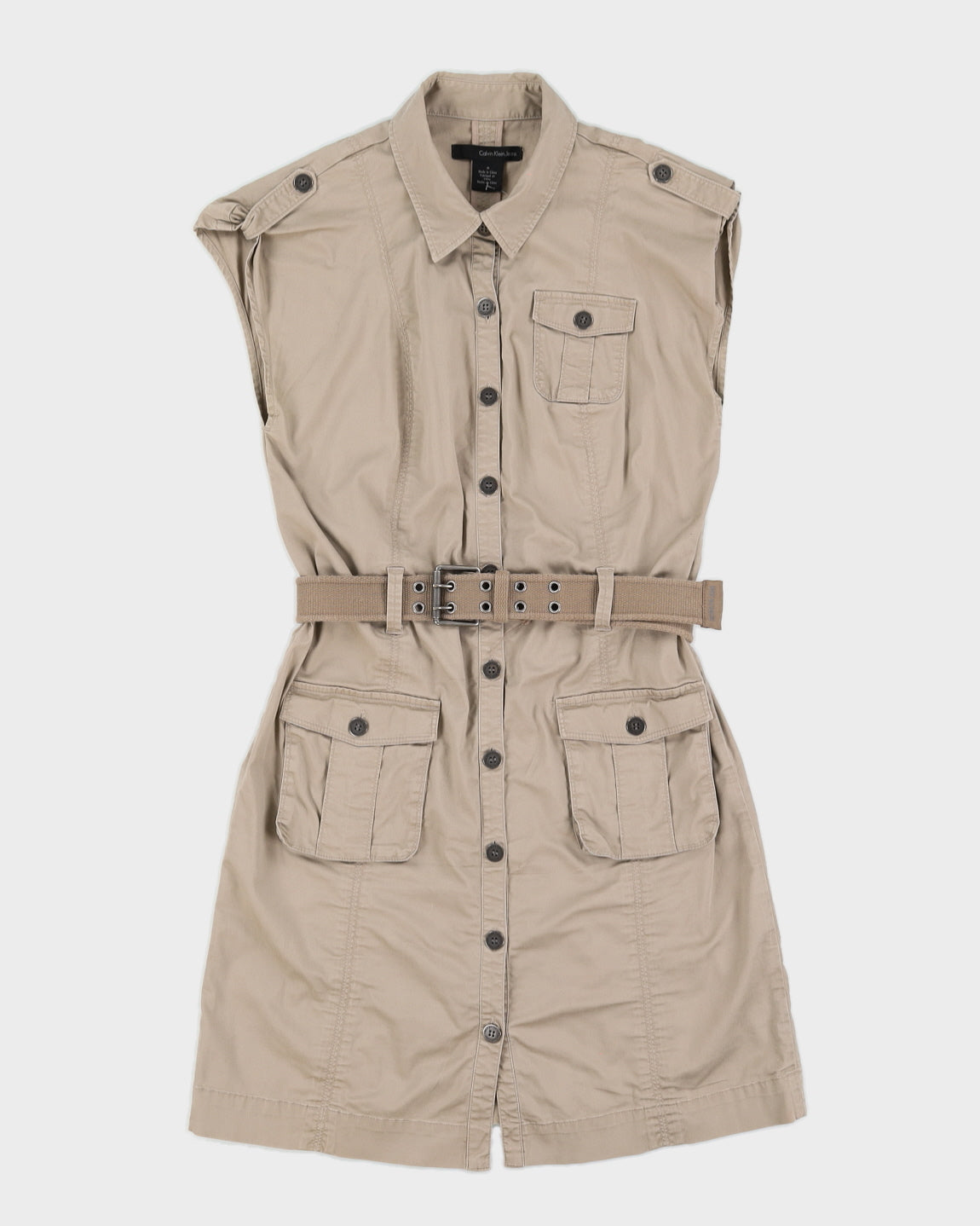 Calvin Klein Khaki Sleeveless Dress - M