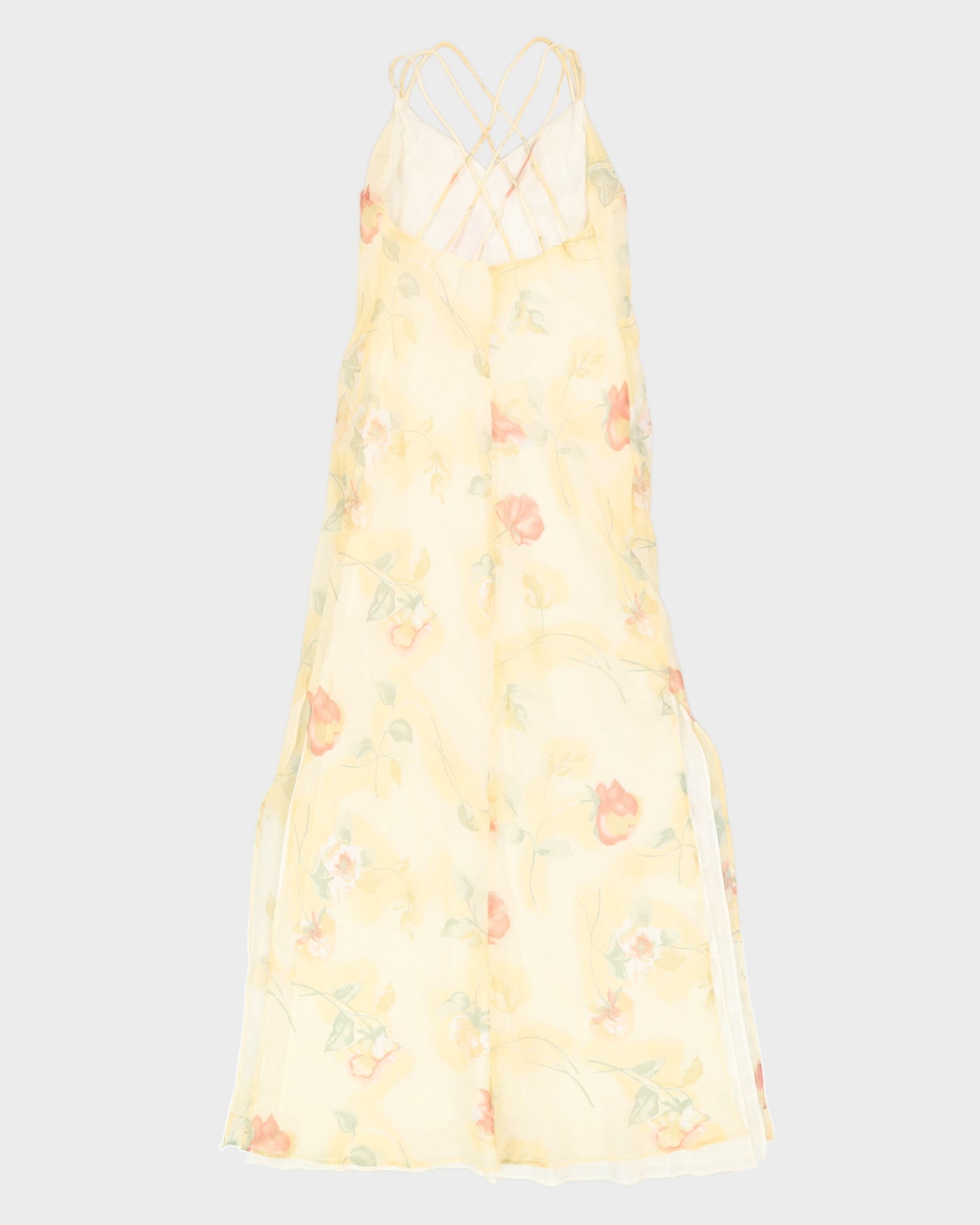 Yellow Flora Sleeveless Maxi Dress - S