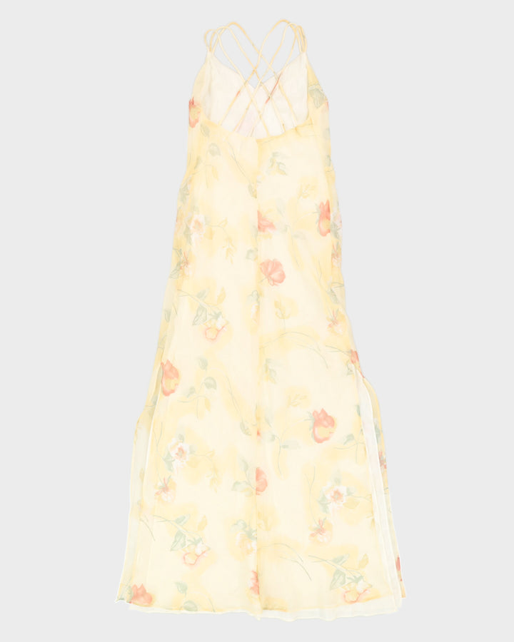 Yellow Flora Sleeveless Maxi Dress - S