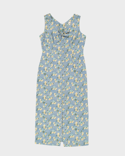 Blue With Yellow Flowers Maxi Dress - L