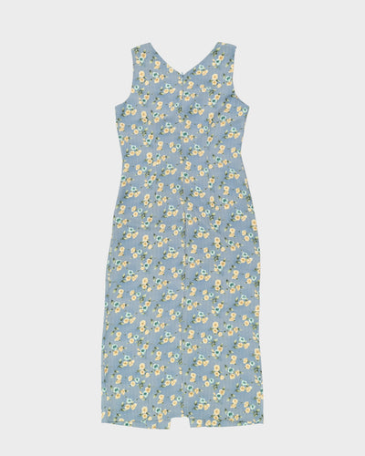 Blue With Yellow Flowers Maxi Dress - L