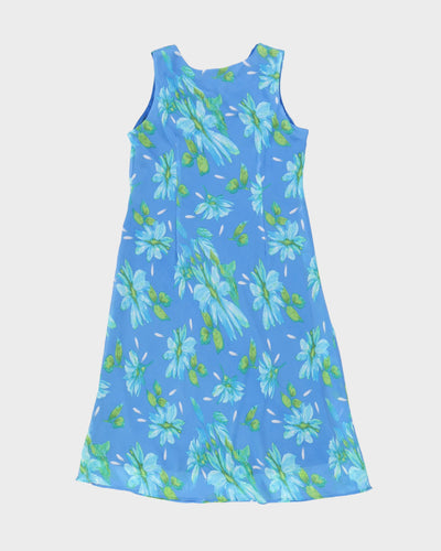 Blue Floral Midi Dress - L