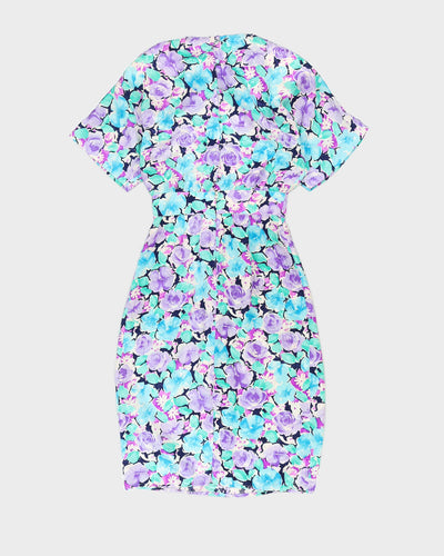 00s Maggy London Purple Patterned Silk Dress - M