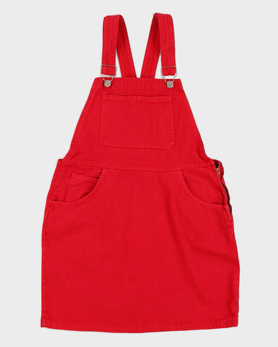 Vintage 90s Basics Red Denim Pinafore - M