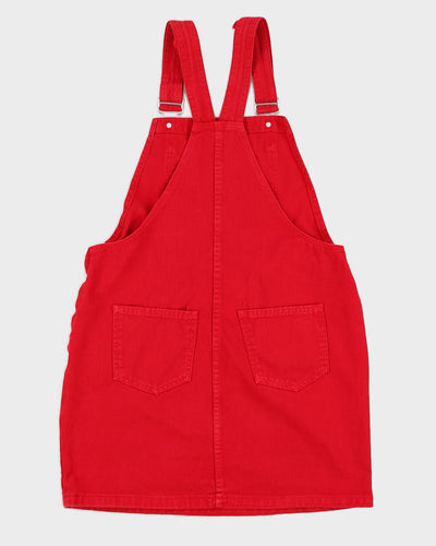 Vintage 90s Basics Red Denim Pinafore - M