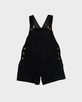 Black Suede Short Dungarees - S