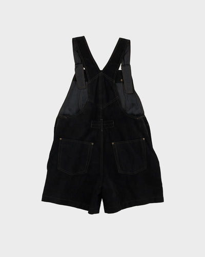 Black Suede Short Dungarees - S