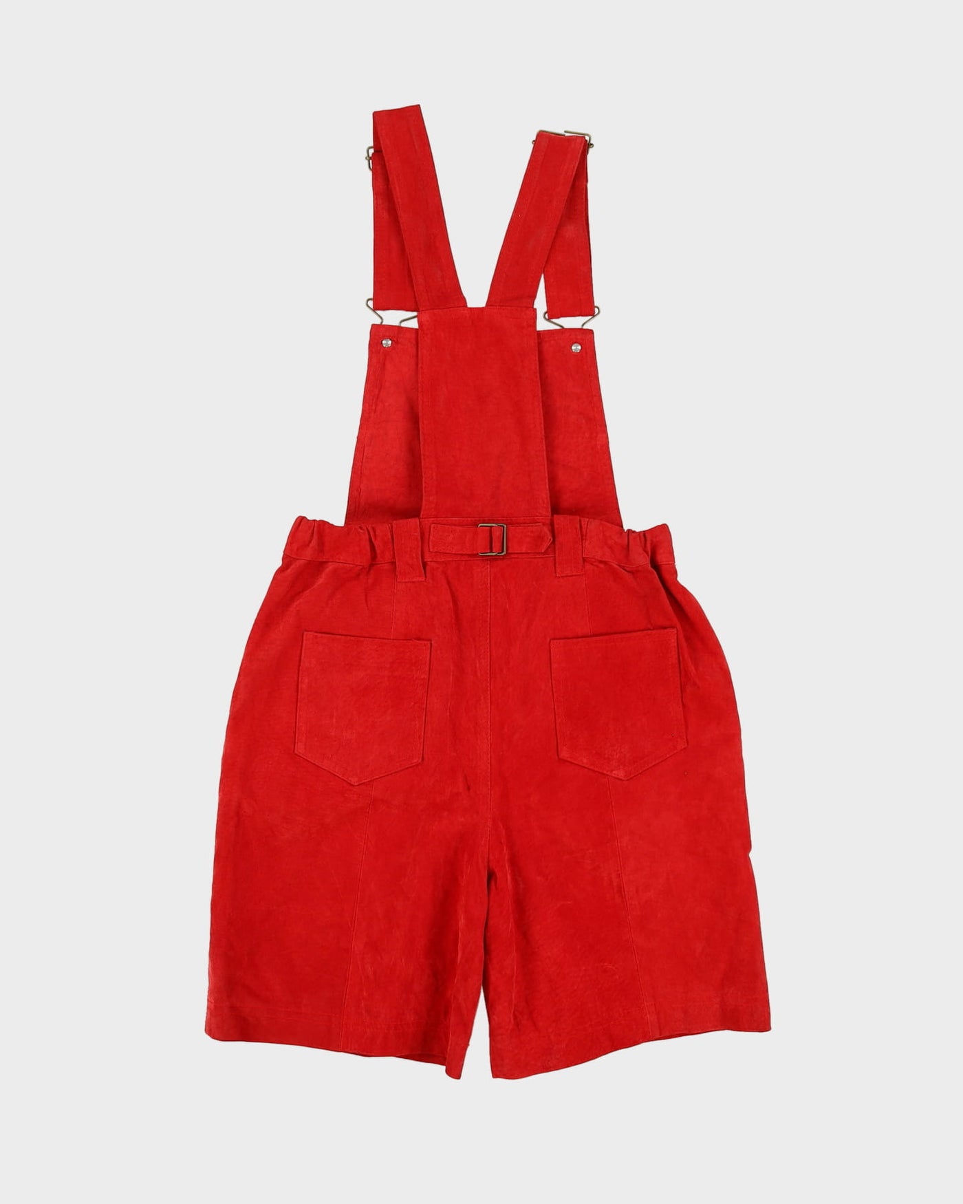 Red Suede Short Dungarees - S