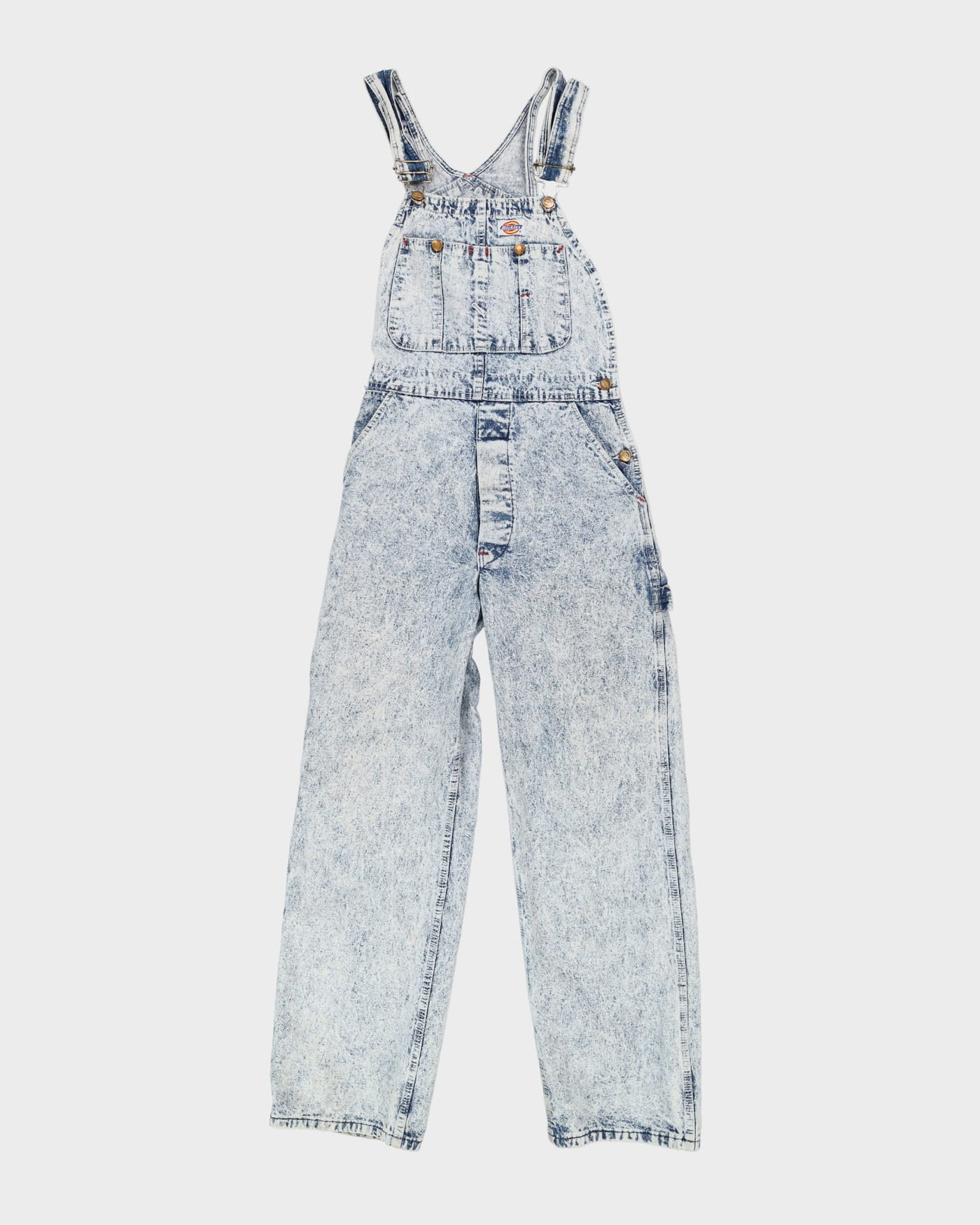 Dickies Acid Wash White / Blue Dungarees - W30 L32