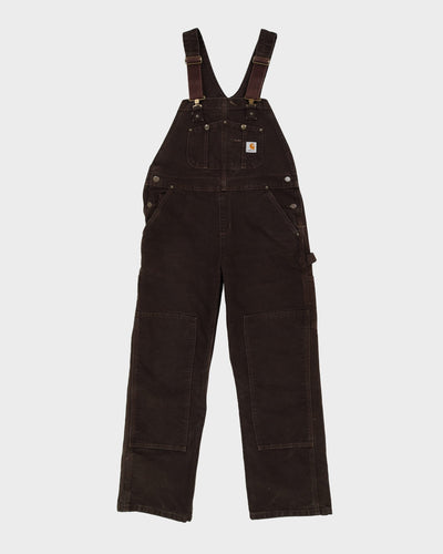 Vintage 90s Carhartt Brown Long Fit Double Knee Dungarees - W34 L30
