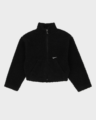 Nike Oversized Black Fluffy Fleece With Embroidery On The Back - S