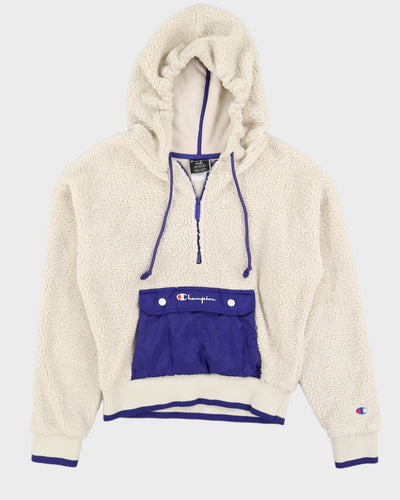 Champion Fluffy White Half Zip Fleece - S