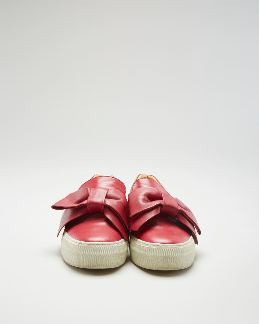 Red leather trainers womens 2025