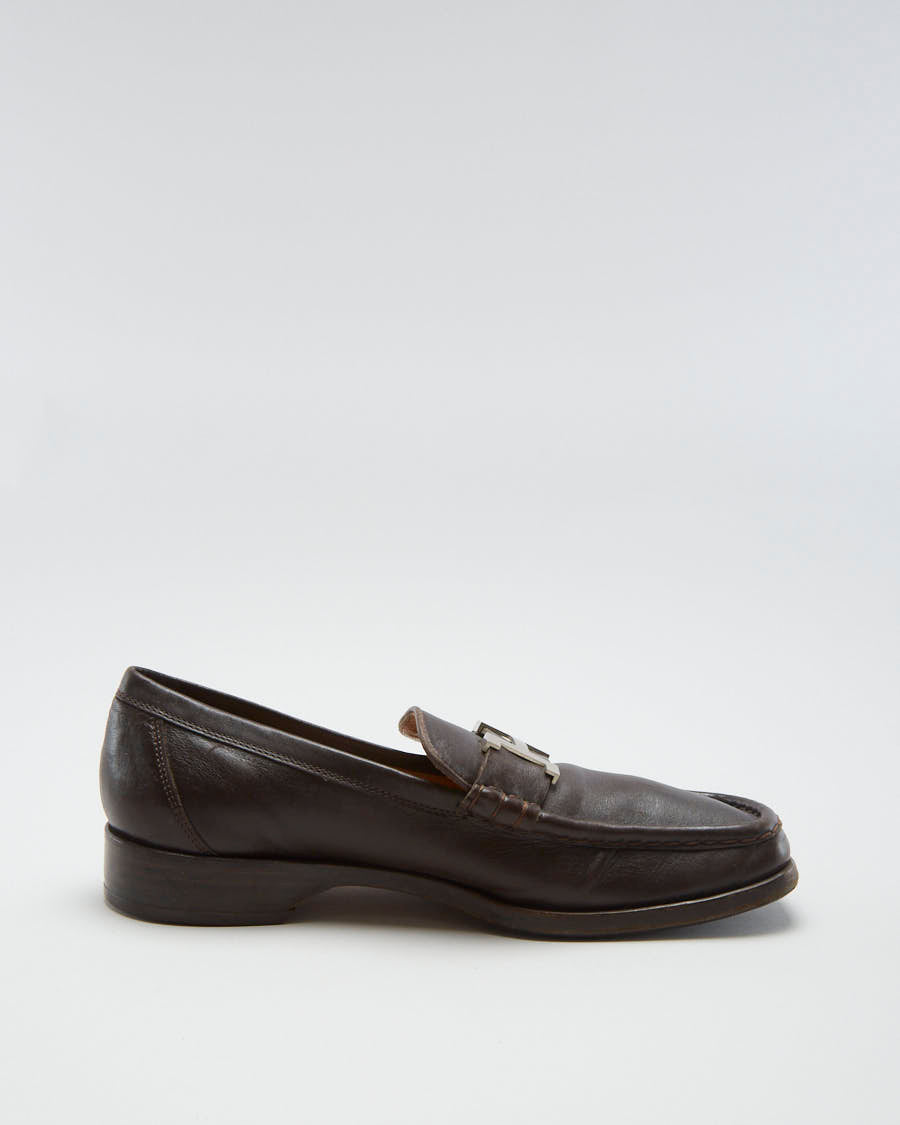 Vintage 90s Hermes Brown Leather Loafers - Womens UK 3